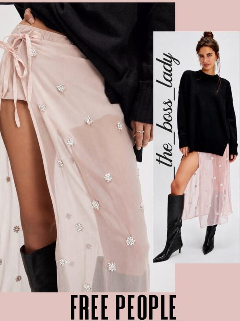 Free People embellished apron sarong beaded sheer wrap